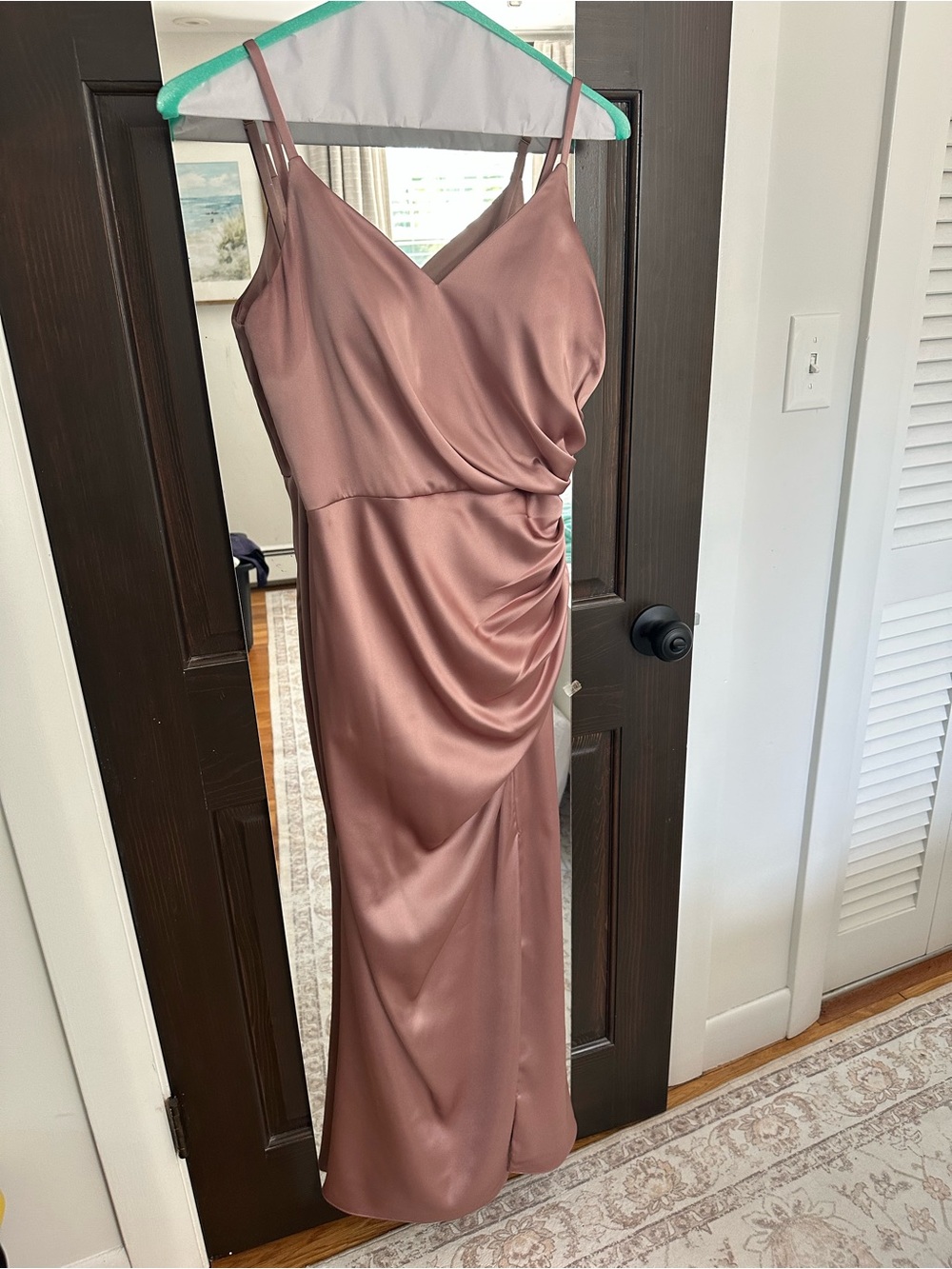 Revelry Rory Satin Maxi Dress in Rose Quartz